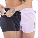 Kit 2 Shorts Duplo 2 Em 1 Fitness Feminino Academia