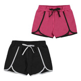 Kit 2 Shorts Infantil Menina Moletinho Rosa Preto Bg