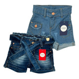 Kit 2 Shorts Jeans Feminino Infantil Meninas Lycra Tam 4 6 8