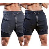 Kit 2 Shorts Para Treino Bolso Celular Corrida 2 Em 1