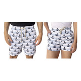 Kit 2 Shorts Roupa Casal Igual Conjunto Estampa Baleia Azul