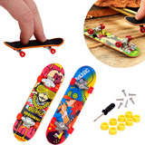 Kit 2 Skate De Dedo C/ Lixa Fingerboard Criança + Acessórios