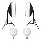 Kit 2 Softbox 50x70 Luz Continua Tripé Lampada Led Bulbo 30w