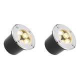 Kit 2 Spot Led Balizador Chão Piso 5w Embutir Branco Quente