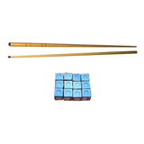 Kit 2 Taco 1,20m Comum Sinuca Bilhar + 1 Dz Giz Azul 7 Belo