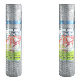 Kit 2 Tela Galinheiro Galvanizada Metálica Fio 24 1,0m X 50m