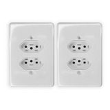 Kit 2 Tomada Dupla 10a 2p+t 4x2 Ilumi De Escritório Cozinha Cor Branco