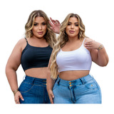 Kit 2 Tops Plus Size Feminino Sem Bojo Reforçado Modelador 