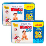 Kit 2 Und Fralda Infantil Turma Da Mônica Giga Tamanho G 80 