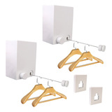 Kit 2 Varal De Roupas Retrátil Automático Parede Recolhível
