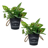 Kit 2 Vaso Com Folhagem Artificial Realista Decoração Planta