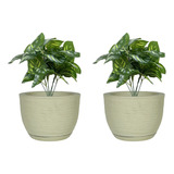 Kit 2 Vaso De Planta Bojo Redondo Prato 20x25 Centro Mesa