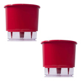 Kit 2 Vaso Raiz Auto Irrigável N3 16x14cm Vermelho Plantas