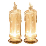 Kit 2 Velas De Led Média Parafina Chama Viva Altura 18 Cm Cor Branco