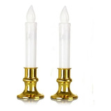 Kit 2 Velas De Natal Led Com Castiçal Dourado Decoração Mesa