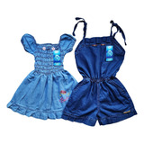 Kit 2 Vestidos Rodado Jeans Bebe