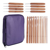 Kit 20 Agulhas Croche Cabo Bambu + Case