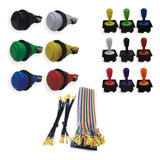 Kit 20 Botões Arcade + 02 Comandos + 1 Cabo Gpio C/ 2 Terras