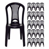 Kit 20 Cadeiras Plástico Tramontina Preta S/ Braço Reforçada