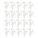 Kit 20 Cadeiras Poltrona Plástica Branca Mor Até 182kg