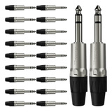 Kit 20 Conectores Plug P10 Stereo Macho Cabo Linha Wireconex