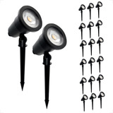 Kit 20 Luminaria Espeto 7w Jardim Branco Quente 3000k Chão