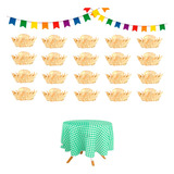 Kit 20 Mini Chapéu Festa Junina + Toalha De Mesa São João