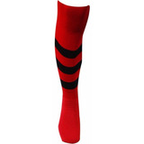 Kit 20 Pares Meião Futebol Listrado Vermelho E Preto Adulto-