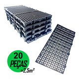 Kit 20 Pçs Pallet Estrado Plástico 2,5x25x50 Preto = 2,5m²