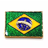 Kit 20 Pins Bótons Bandeira Do Brasil 23mm Folheados A Ouro
