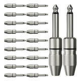 Kit 20 Plug Conector P10 Mono Macho Linha Metal Wireconex