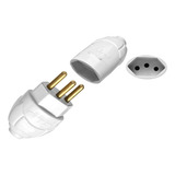 Kit 20 Plug Pino Macho 20a 2p+t + 20 Tomada Fêmea 20a Branco