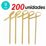 Kit 200 Espetos Palitos Finger Food Petisco Bambu Laço 9cm