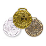 Kit 200 Medalhas Aço 55mm Honra Mérito - Ouro Prata Bronze
