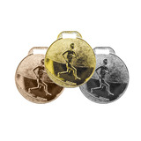 Kit 200 Medalhas Metal 35mm Corrida - Ouro Prata Bronze