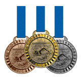 Kit 200 Medalhas Metal 45mm Natação - Ouro Prata Bronze