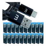 Kit 20un Cabo Carregador Celular Usb / Tipo C - Ultra Rápido