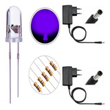 Kit 20x Leds Uv Ultravioleta 5mm+resistores+ 2x Fonte 12v 1a