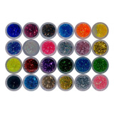 Kit 24 Glitter Pigmentado Para Decoração De Unhas/maquiagem