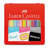 Kit 24 Lápis Cor Faber-castell 10 Pastel 10 Metálicos 4 Neon