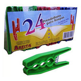 Kit 24 Prendedores Pregador Grande Roupas Plastico Colorido Cor Coloridos