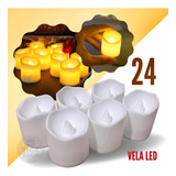 Kit 24 Velas De Led Eletrônica Decorativa + Bateria 