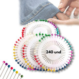 Kit 240 Unidades Alfinete De Costura Cabeça Colorida Seguro