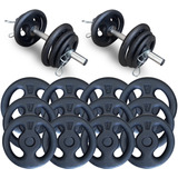 Kit 24kg Com Barras E Anilhas P/ Musculação - Fitness Prado