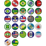 Kit 27 Patch Bordado Mini Bandeira 4x4cm Estados Do Brasil 