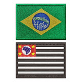 Kit 2pç Bandeira Brasil São Paulo P/ Macacão Militar Ban119