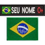 Kit 2pç Tarjeta C/ Nome E Bandeira Brasil P/ Colete Ban128