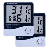 Kit 2un Termo-higrômetro Digital Relógio Temperatura