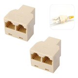 Kit 2x Adaptador Duplicador Para Cabo De Rede Rj45 Fêmeas