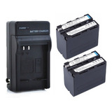 Kit 2x Bateria Np-f970 F960 + Carregador Simples 7200 Mah